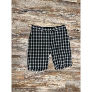 Mens Polo Ralph Lauren Black Plaid Flat Front Shorts Size 36 Golf Preppy